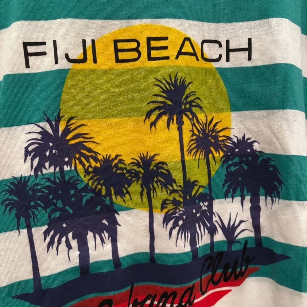 VIntage 70's 80's New Connections Fiji Beach Bold Strip T-shirt Size Medium - Picture 4 of 12